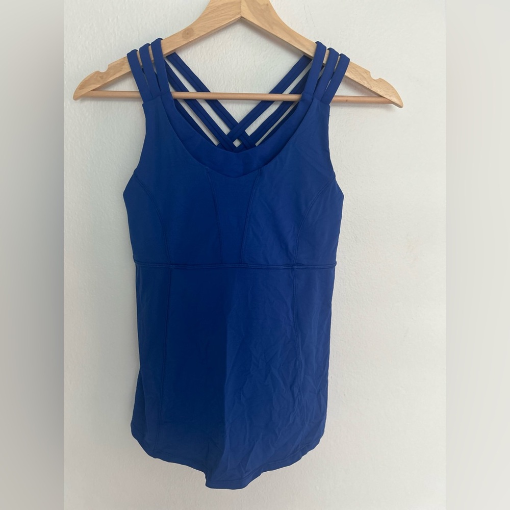 Lululemon Athletica Blue Fitted Backless Tank Top